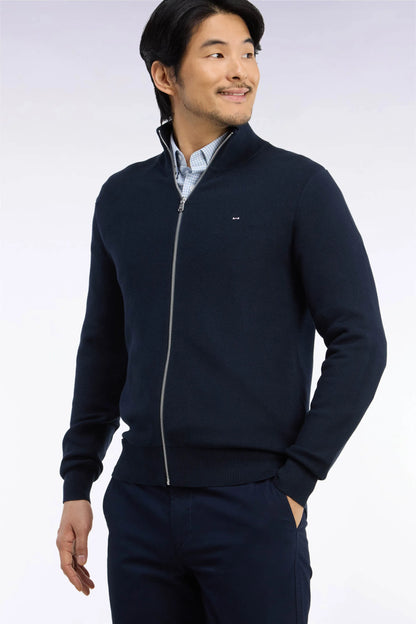 Eden Park 0 Men Zipped Navy Cotton Cardigan Straight Cut SKU: H26MAICA0002_BLF Image 03