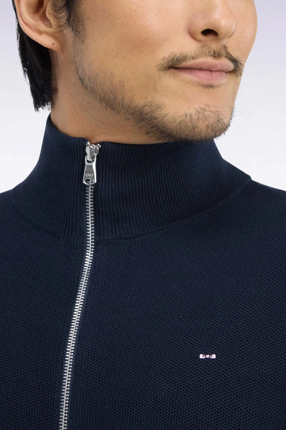 Eden Park 0 Men Zipped Navy Cotton Cardigan Straight Cut SKU: H26MAICA0002_BLF Image 06