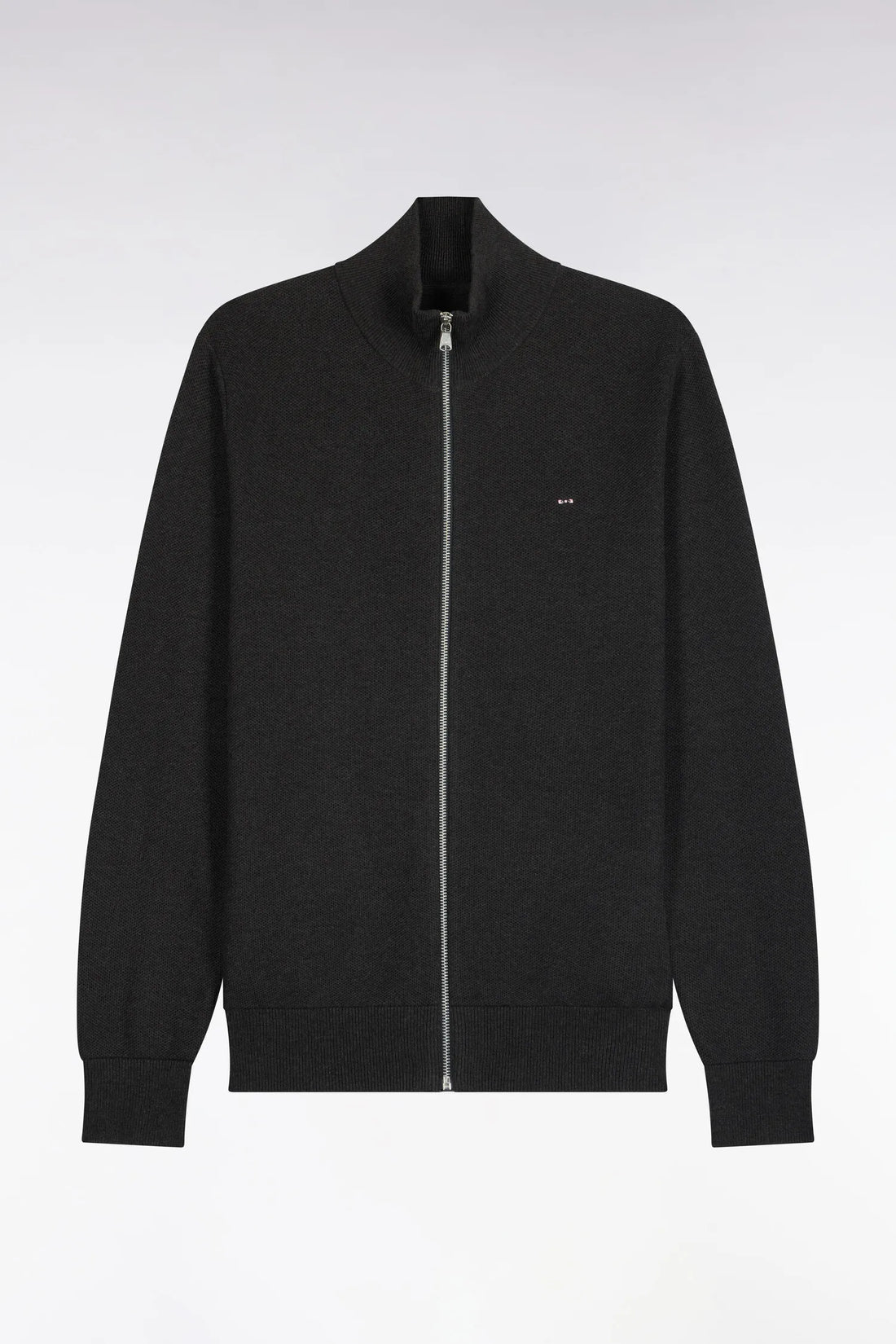 Eden Park 0 Men Zipped Cardigan in Anthracite Grey Cotton Straight Cut SKU: H26MAICA0002_GRF7 Image 02