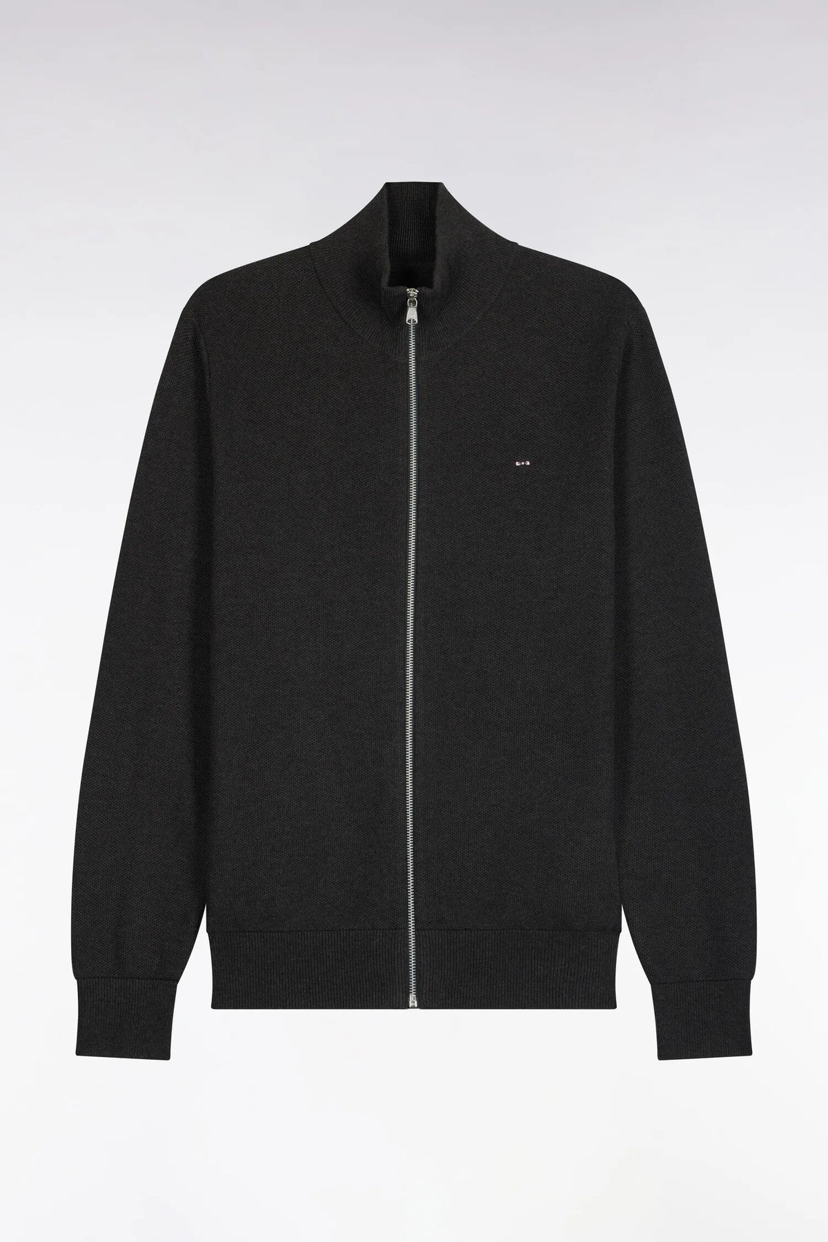 Eden Park 0 Men Zipped Cardigan in Anthracite Grey Cotton Straight Cut SKU: H26MAICA0002_GRF7 Image 02