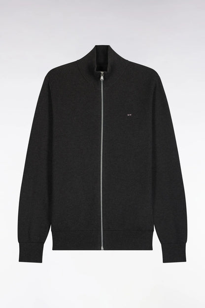 Eden Park 0 Men Zipped Cardigan in Anthracite Grey Cotton Straight Cut SKU: H26MAICA0002_GRF7 Image 02