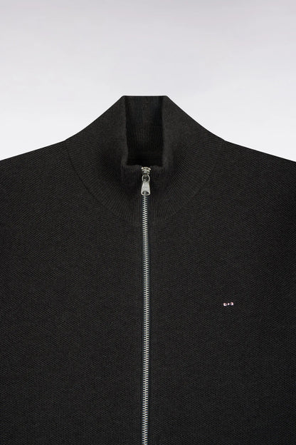 Eden Park 0 Men Zipped Cardigan in Anthracite Grey Cotton Straight Cut SKU: H26MAICA0002_GRF7 Image 05