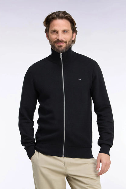 Eden Park 0 Men Straight Cut Black Cotton Zip-Up Cardigan SKU: H26MAICA0002_NO Image 01