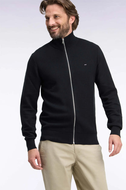 Eden Park 0 Men Straight Cut Black Cotton Zip-Up Cardigan SKU: H26MAICA0002_NO Image 03