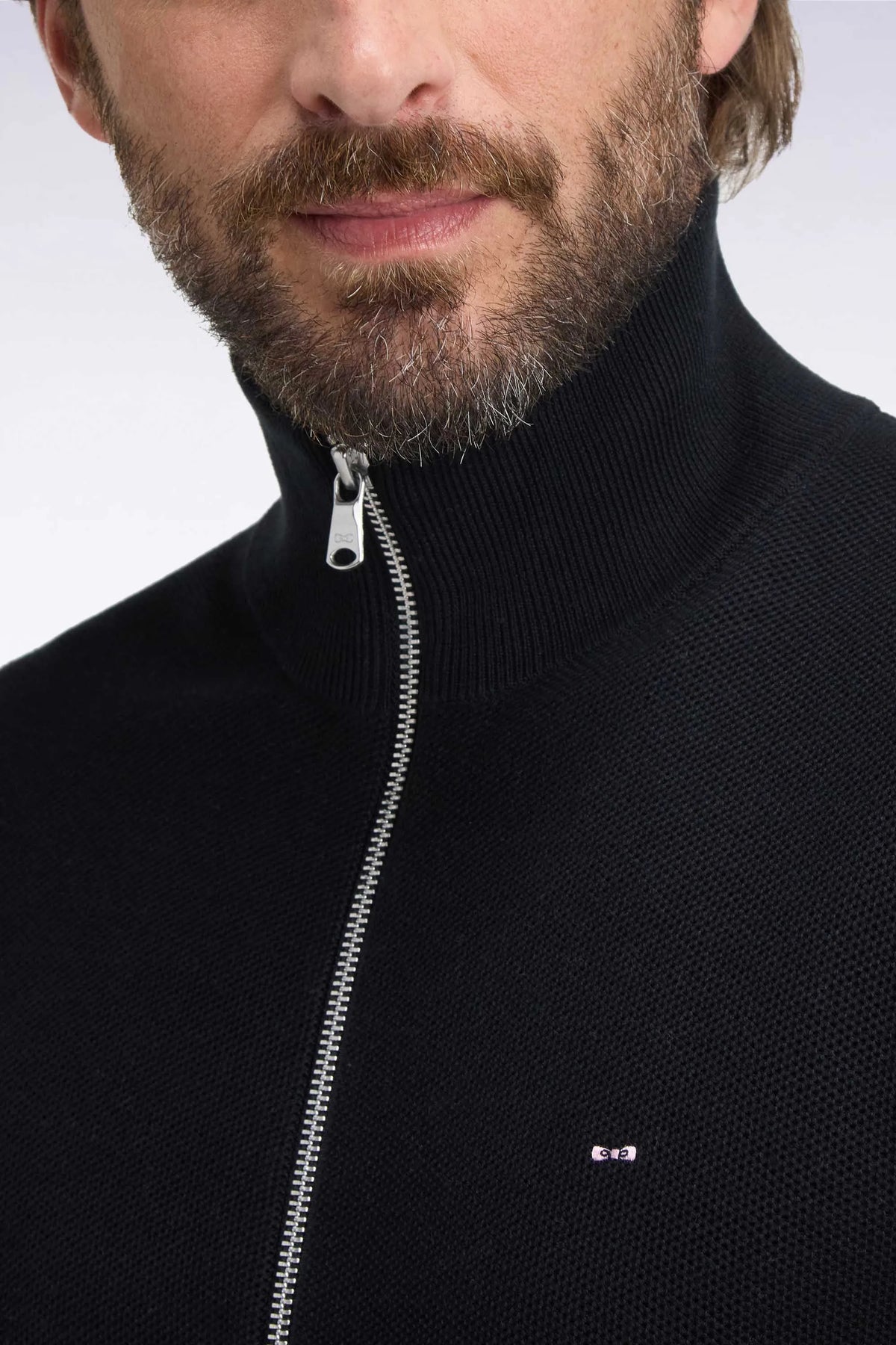 Eden Park 0 Men Straight Cut Black Cotton Zip-Up Cardigan SKU: H26MAICA0002_NO Image 06