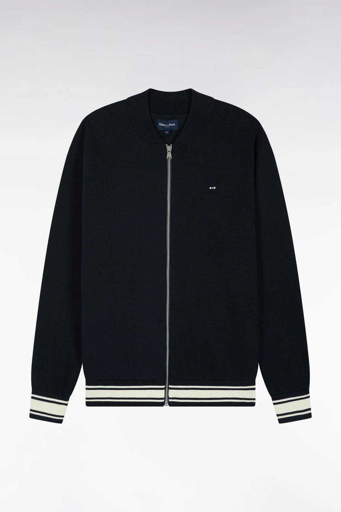 Eden Park 0 Men Zipped Teddy Cardigan in Navy Navy Cotton Milano Straight Cut SKU: H26MAICA0015_BLF Image 02