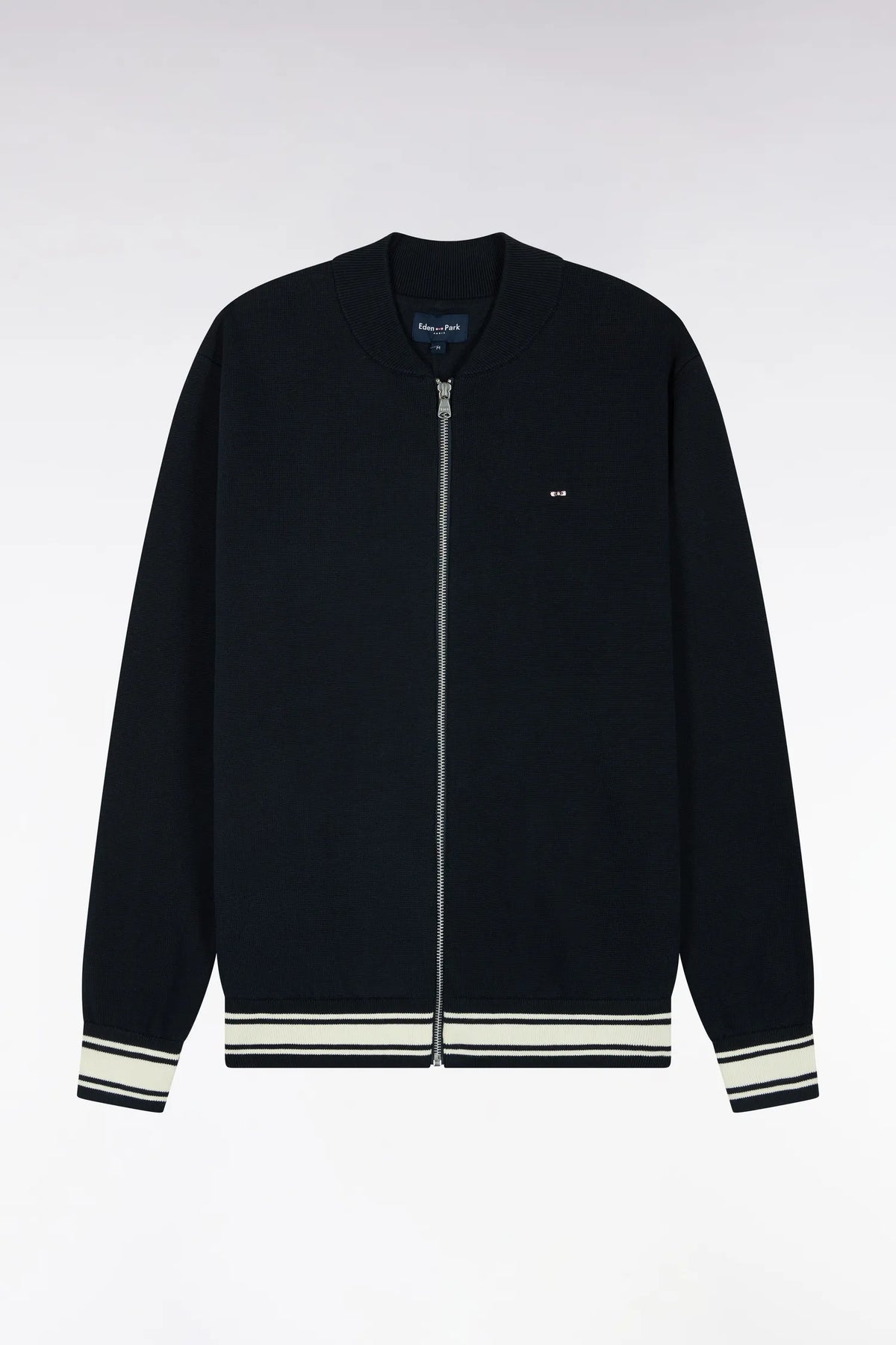 Eden Park 0 Men Zipped Teddy Cardigan in Navy Navy Cotton Milano Straight Cut SKU: H26MAICA0015_BLF Image 02