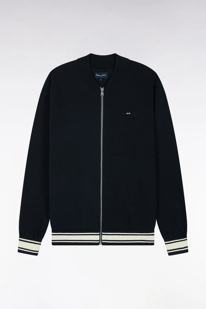 Eden Park 0 Men Zipped Teddy Cardigan in Navy Navy Cotton Milano Straight Cut SKU: H26MAICA0015_BLF Image 02