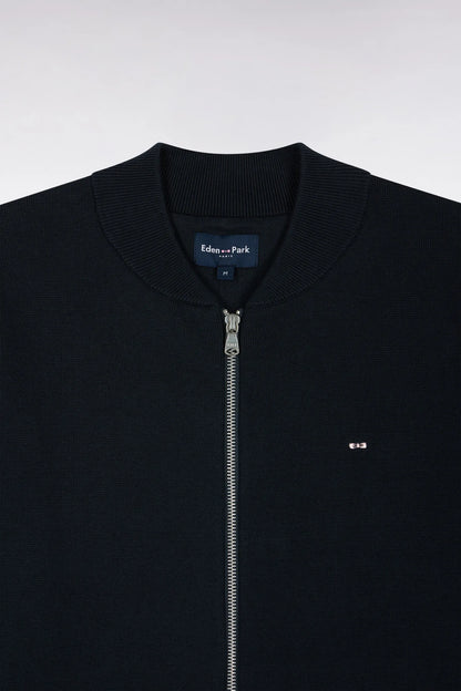 Eden Park 0 Men Zipped Teddy Cardigan in Navy Navy Cotton Milano Straight Cut SKU: H26MAICA0015_BLF Image 05