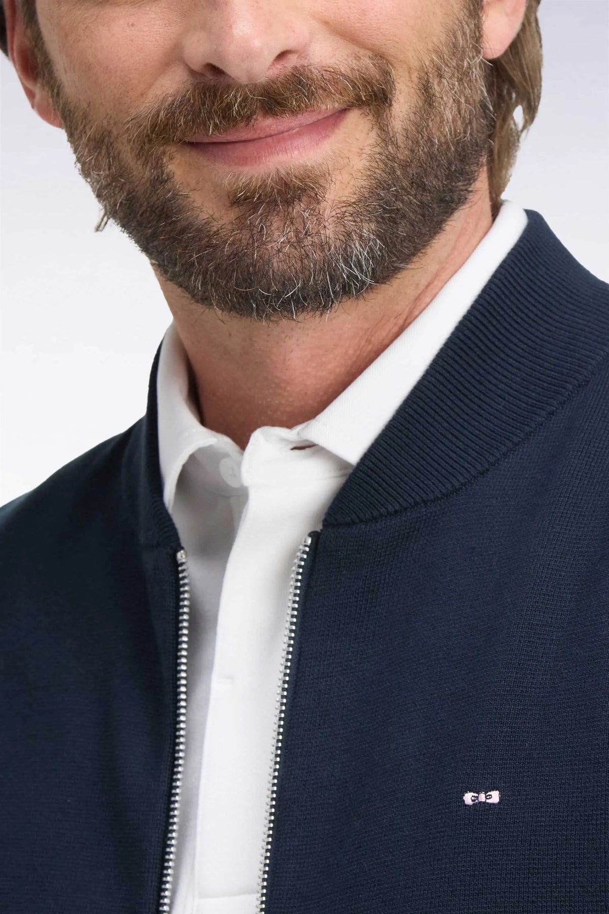 Eden Park 0 Men Zipped Teddy Cardigan in Navy Navy Cotton Milano Straight Cut SKU: H26MAICA0015_BLF Image 06