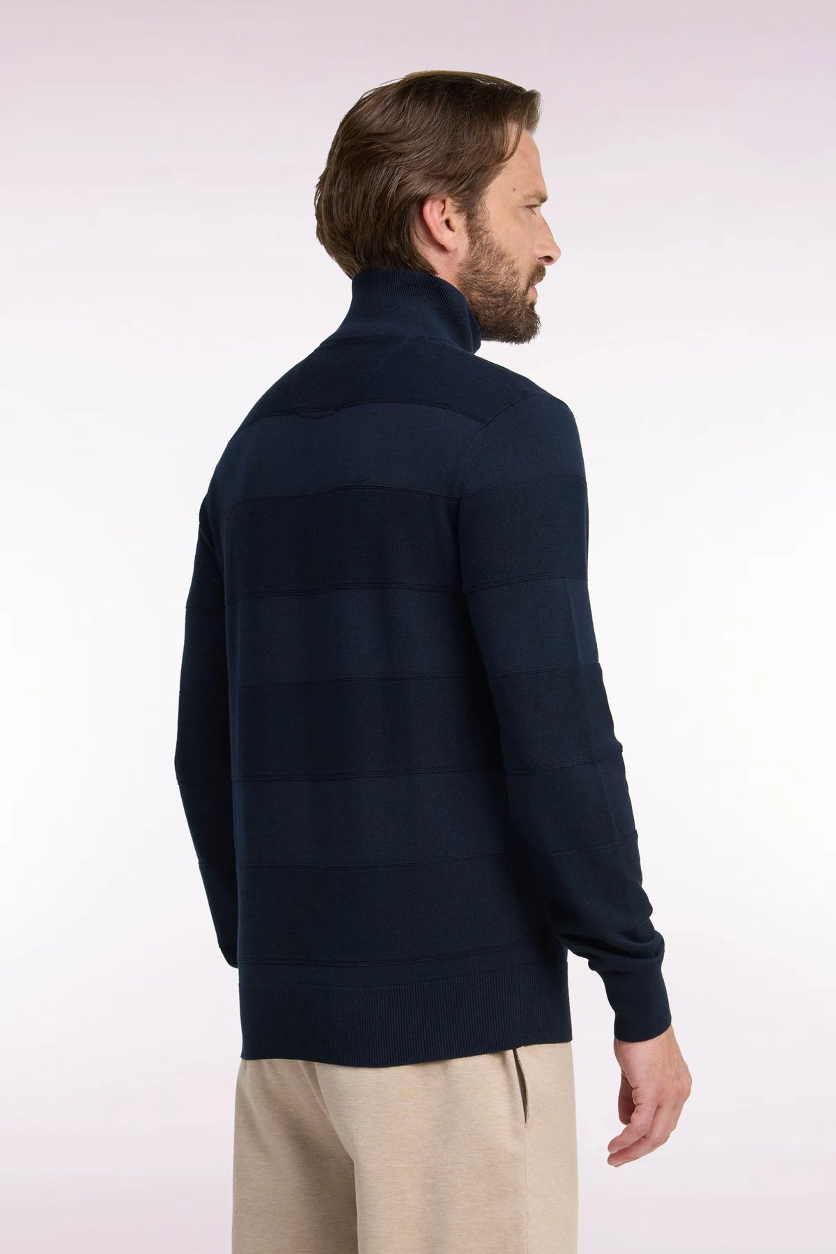 Eden Park 0 Men Straight Cut Navy Cotton and Viscose Golf Cardigan SKU: H26MAICA0018_BLF Image 04