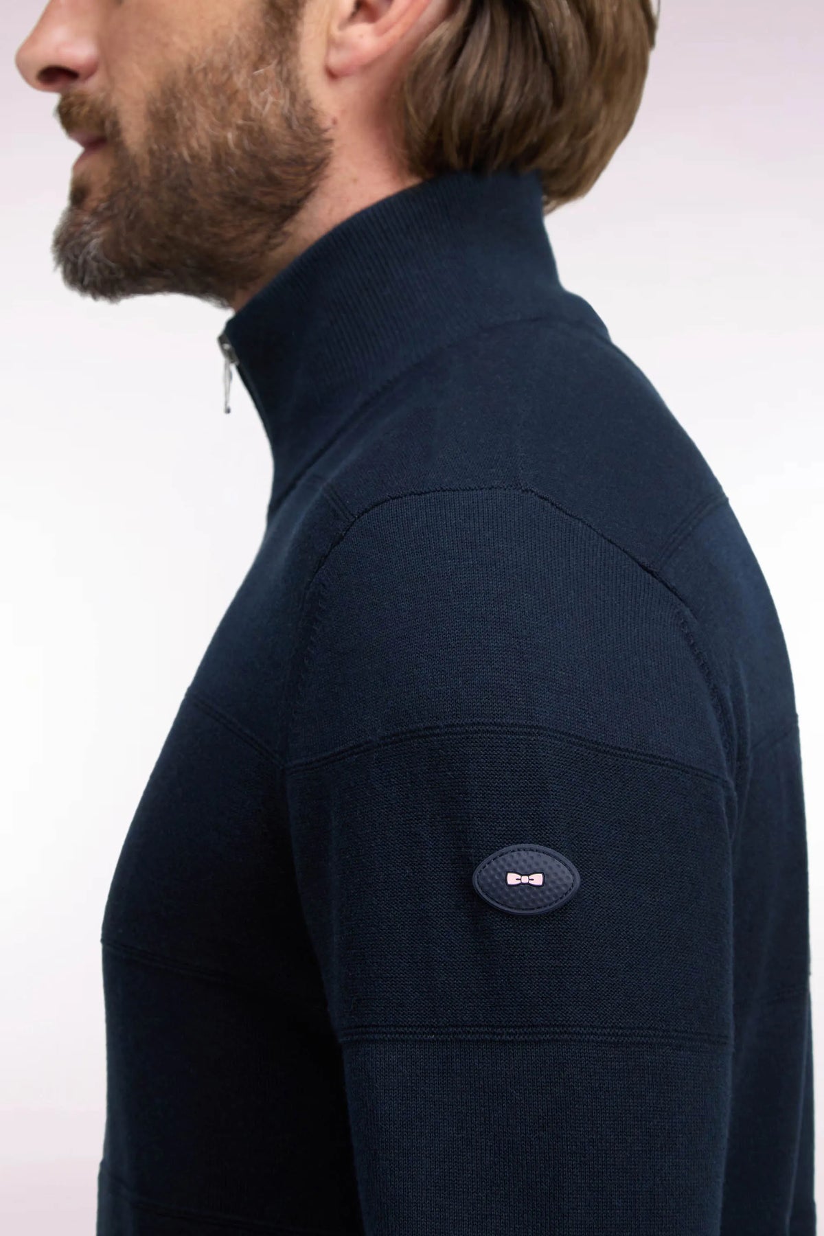 Eden Park 0 Men Straight Cut Navy Cotton and Viscose Golf Cardigan SKU: H26MAICA0018_BLF Image 06