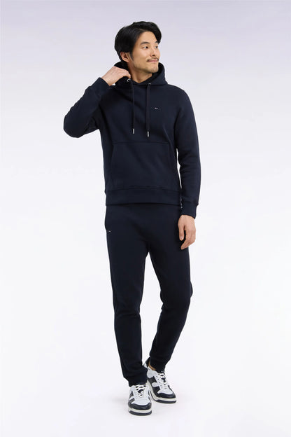 Eden Park  Men Plain Navy Cotton Fleece Joggers with a Straight Cut SKU: H26MAIJO0001_BLF Image 02