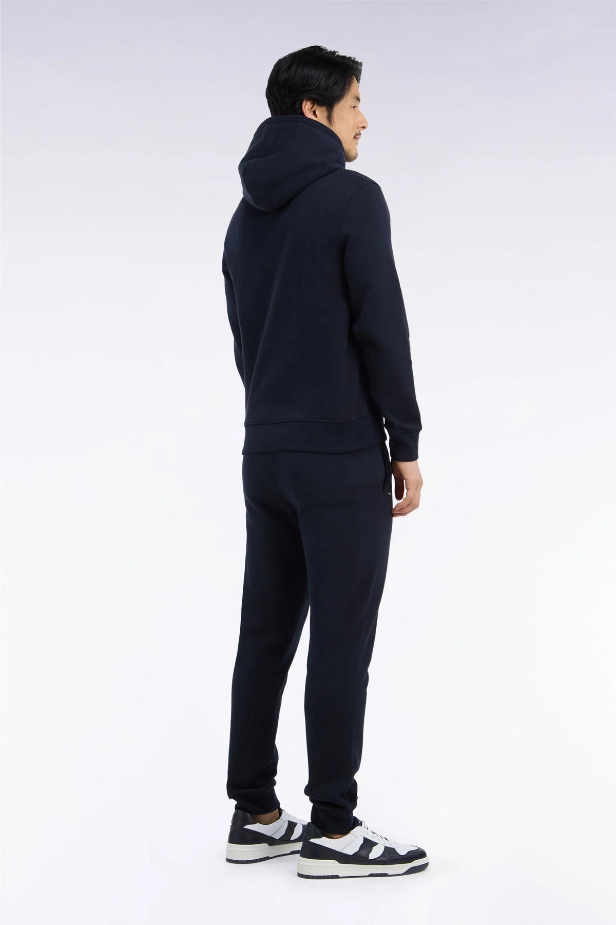 Eden Park  Men Plain Navy Cotton Fleece Joggers with a Straight Cut SKU: H26MAIJO0001_BLF Image 03