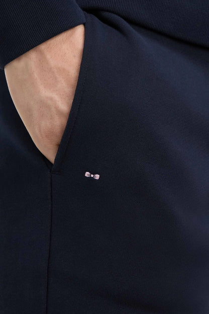 Eden Park  Men Plain Navy Cotton Fleece Joggers with a Straight Cut SKU: H26MAIJO0001_BLF Image 04