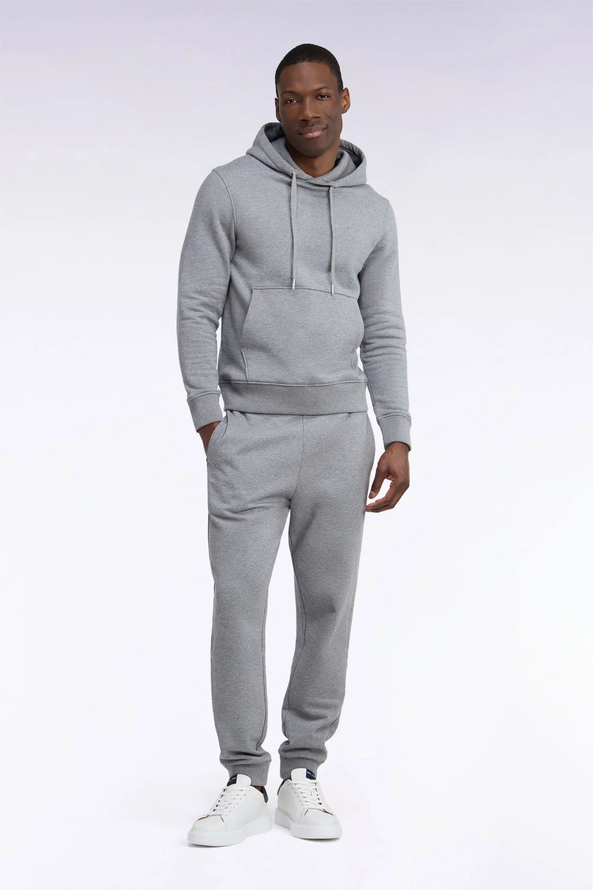 Eden Park  Men Plain Grey Cotton Fleece Jogging Pants with a Straight Cut SKU: H26MAIJO0001_GRM19 Image 01