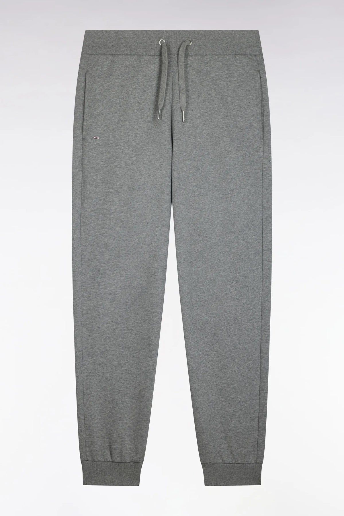 Eden Park  Men Plain Grey Cotton Fleece Jogging Pants with a Straight Cut SKU: H26MAIJO0001_GRM19 Image 02
