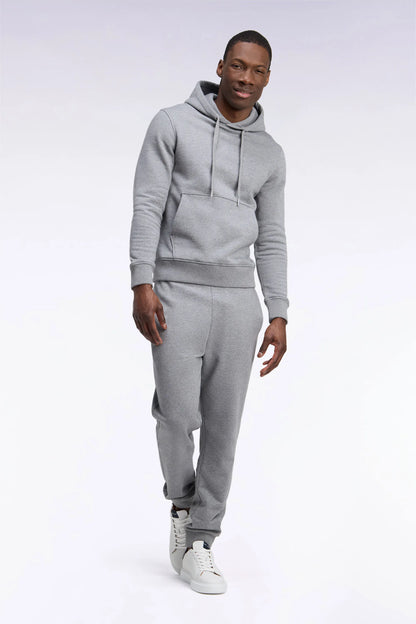 Eden Park  Men Plain Grey Cotton Fleece Jogging Pants with a Straight Cut SKU: H26MAIJO0001_GRM19 Image 03