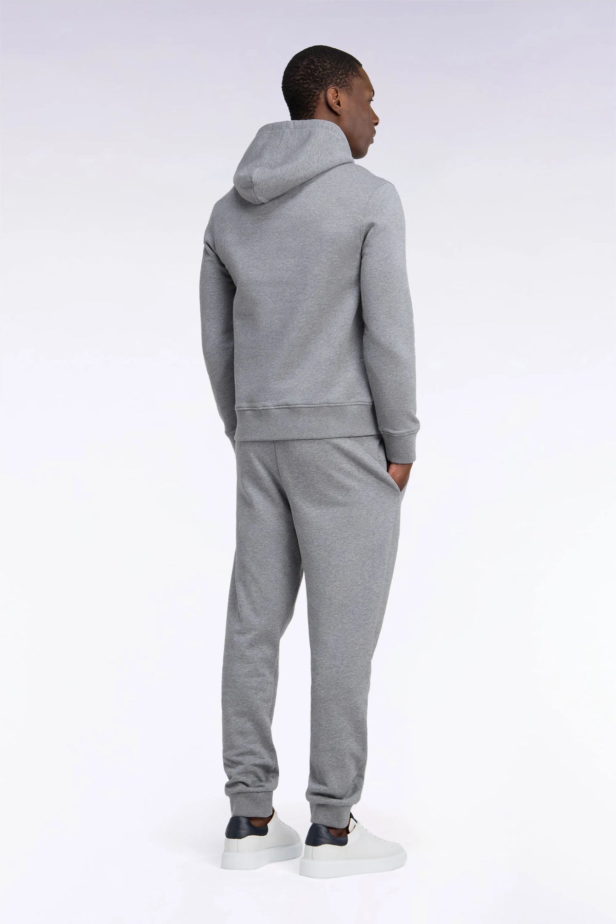 Eden Park  Men Plain Grey Cotton Fleece Jogging Pants with a Straight Cut SKU: H26MAIJO0001_GRM19 Image 04