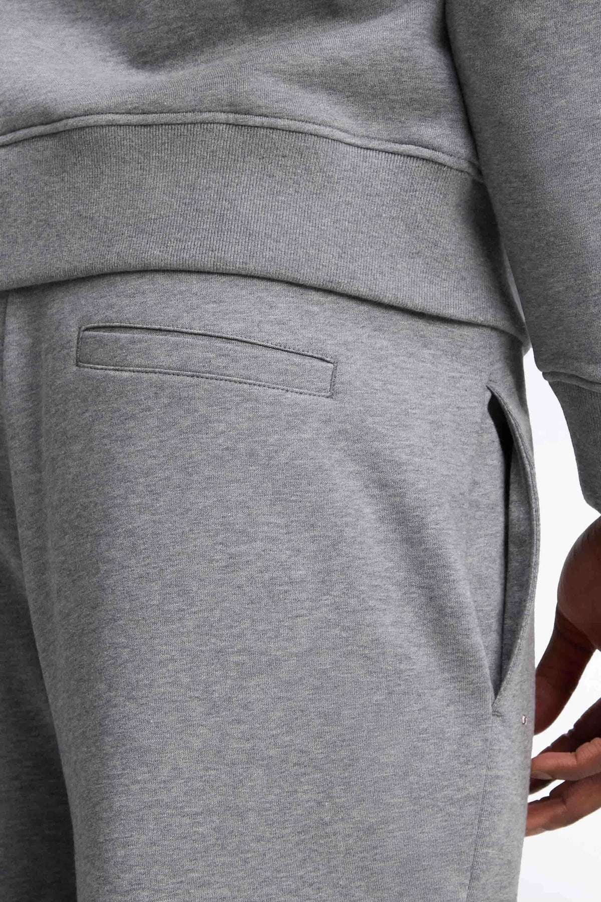 Eden Park  Men Plain Grey Cotton Fleece Jogging Pants with a Straight Cut SKU: H26MAIJO0001_GRM19 Image 06