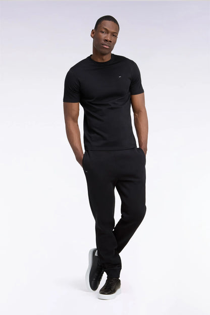 Eden Park  Men Plain Black Cotton Fleece Joggers with a Straight Cut SKU: H26MAIJO0001_NO Image 01
