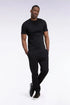 Eden Park  Men Plain Black Cotton Fleece Joggers with a Straight Cut SKU: H26MAIJO0001_NO Image 01
