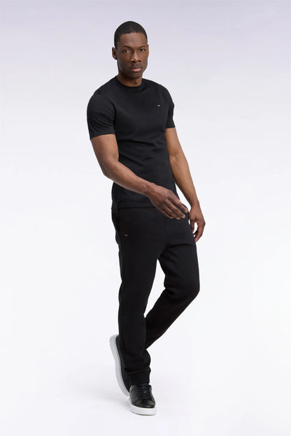 Eden Park  Men Plain Black Cotton Fleece Joggers with a Straight Cut SKU: H26MAIJO0001_NO Image 02