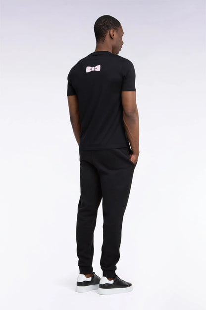 Eden Park  Men Plain Black Cotton Fleece Joggers with a Straight Cut SKU: H26MAIJO0001_NO Image 03