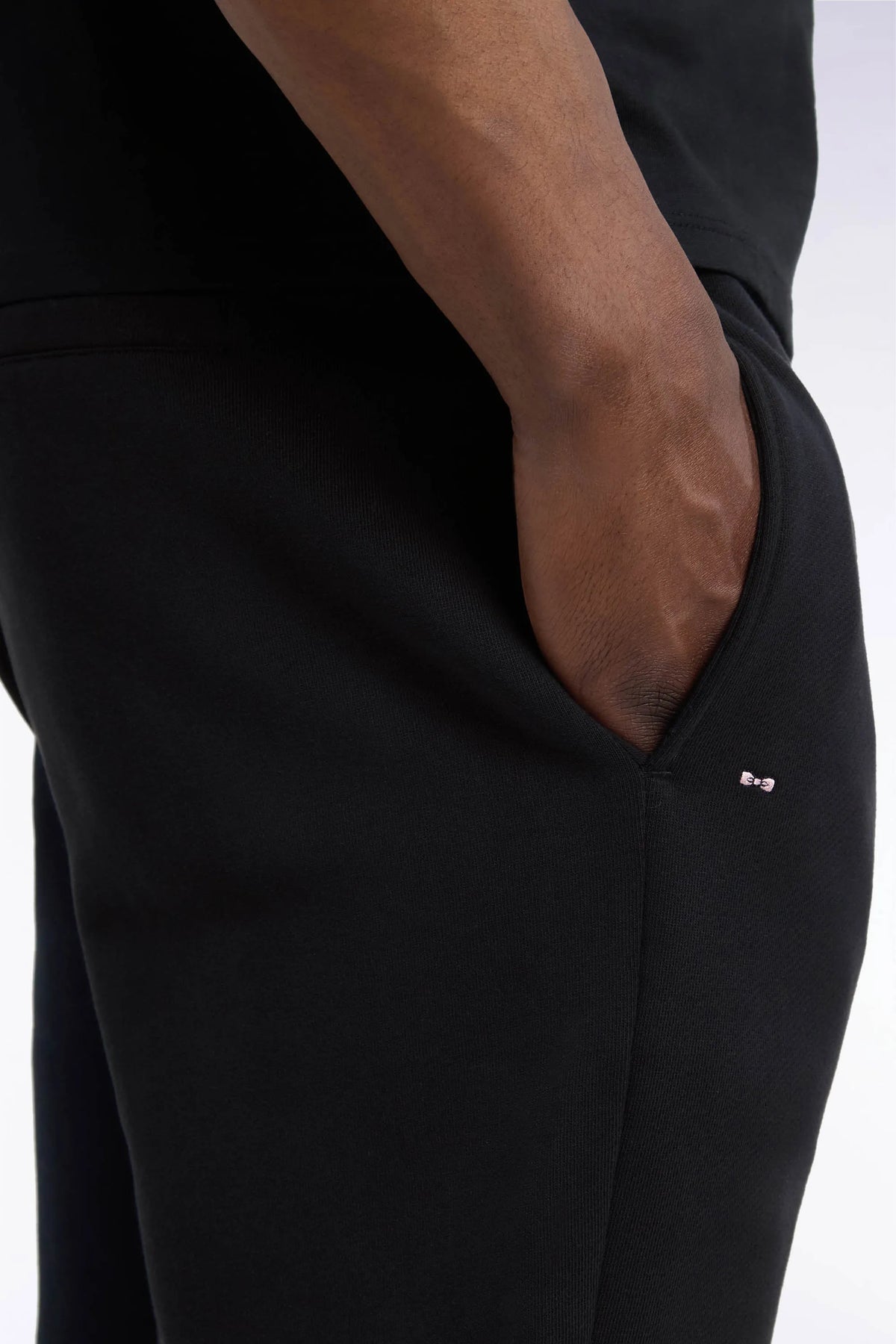Eden Park  Men Plain Black Cotton Fleece Joggers with a Straight Cut SKU: H26MAIJO0001_NO Image 04