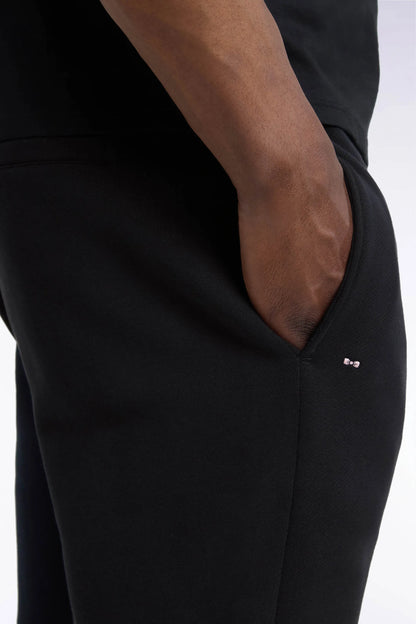 Eden Park  Men Plain Black Cotton Fleece Joggers with a Straight Cut SKU: H26MAIJO0001_NO Image 04