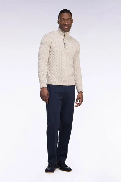 Eden Park  Men Straight-Cut Navy Stretch Cotton Interlock Joggers SKU: H26MAIJO0005_BLF Image 01