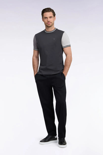 Eden Park  Men Straight-Cut Black Stretch Cotton Interlock Joggers SKU: H26MAIJO0005_NO Image 01