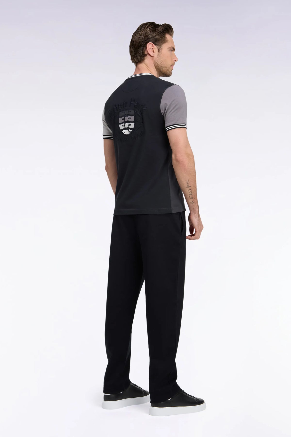 Eden Park  Men Straight-Cut Black Stretch Cotton Interlock Joggers SKU: H26MAIJO0005_NO Image 04