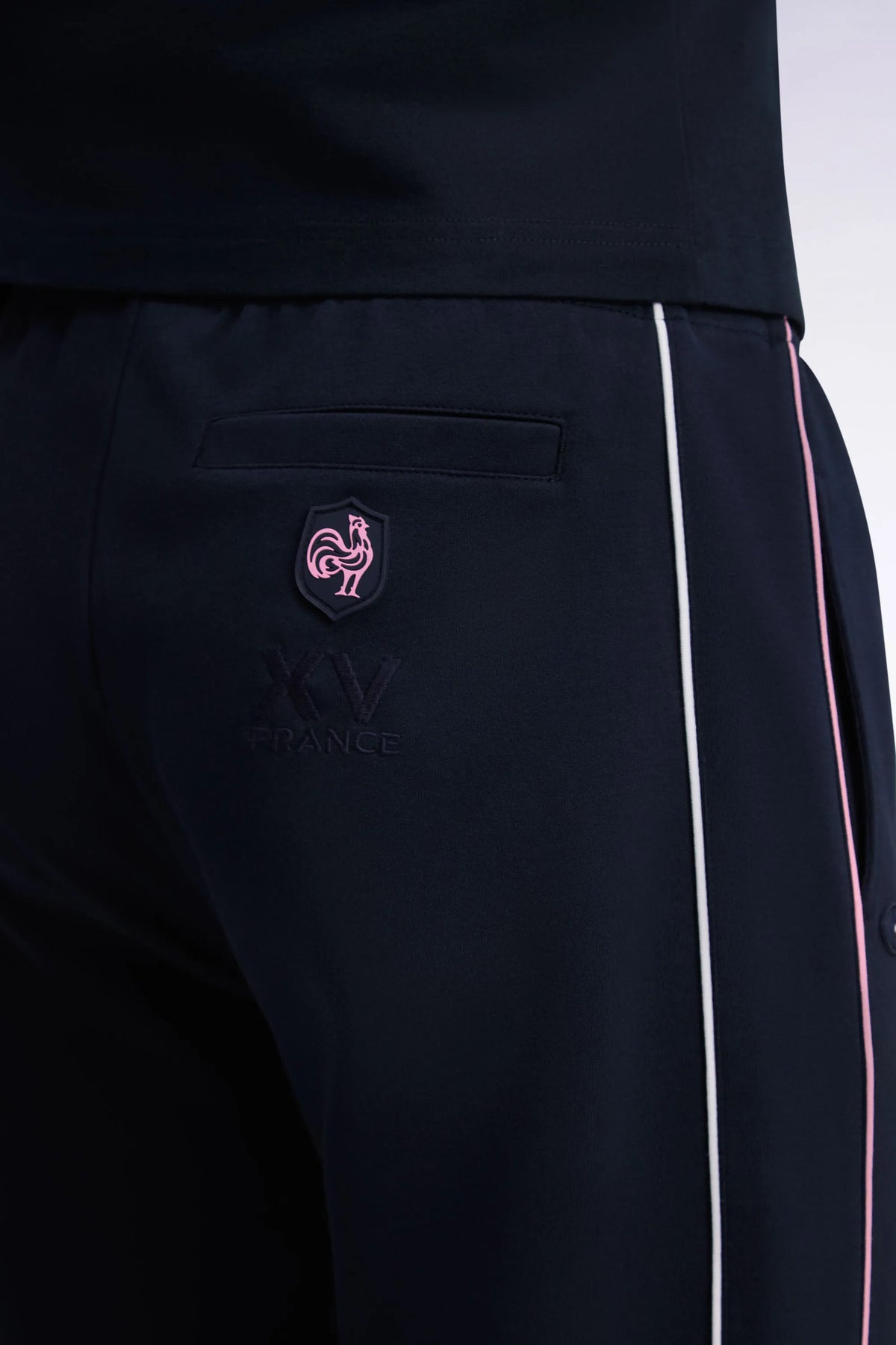 Eden Park  Men Navy Interlock Fleece Joggers with Pink Piping XV From France SKU: H26MAIJO0009_BLF Image 06
