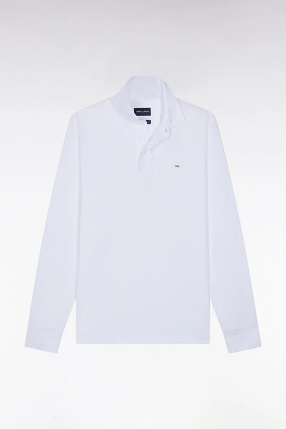 Eden Park 0 Men Long Sleeve Jersey in White Pima Cotton Straight Cut SKU: H26MAIML0002_BC Image 02
