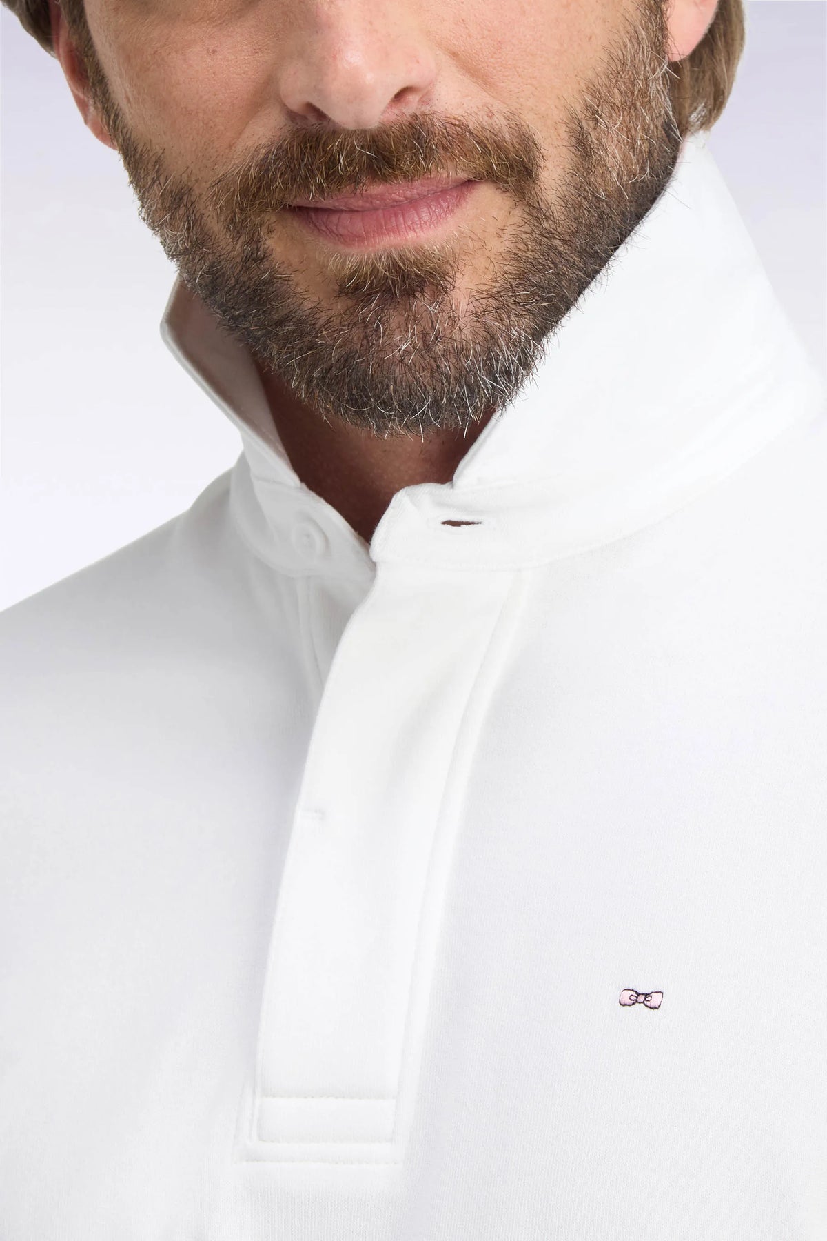 Eden Park 0 Men Long Sleeve Jersey in White Pima Cotton Straight Cut SKU: H26MAIML0002_BC Image 06