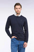 Eden Park 0 Men Straight-Cut Navy Pima Cotton Long-Sleeved Jersey with White Collar SKU: H26MAIML0002_BLF Image 01