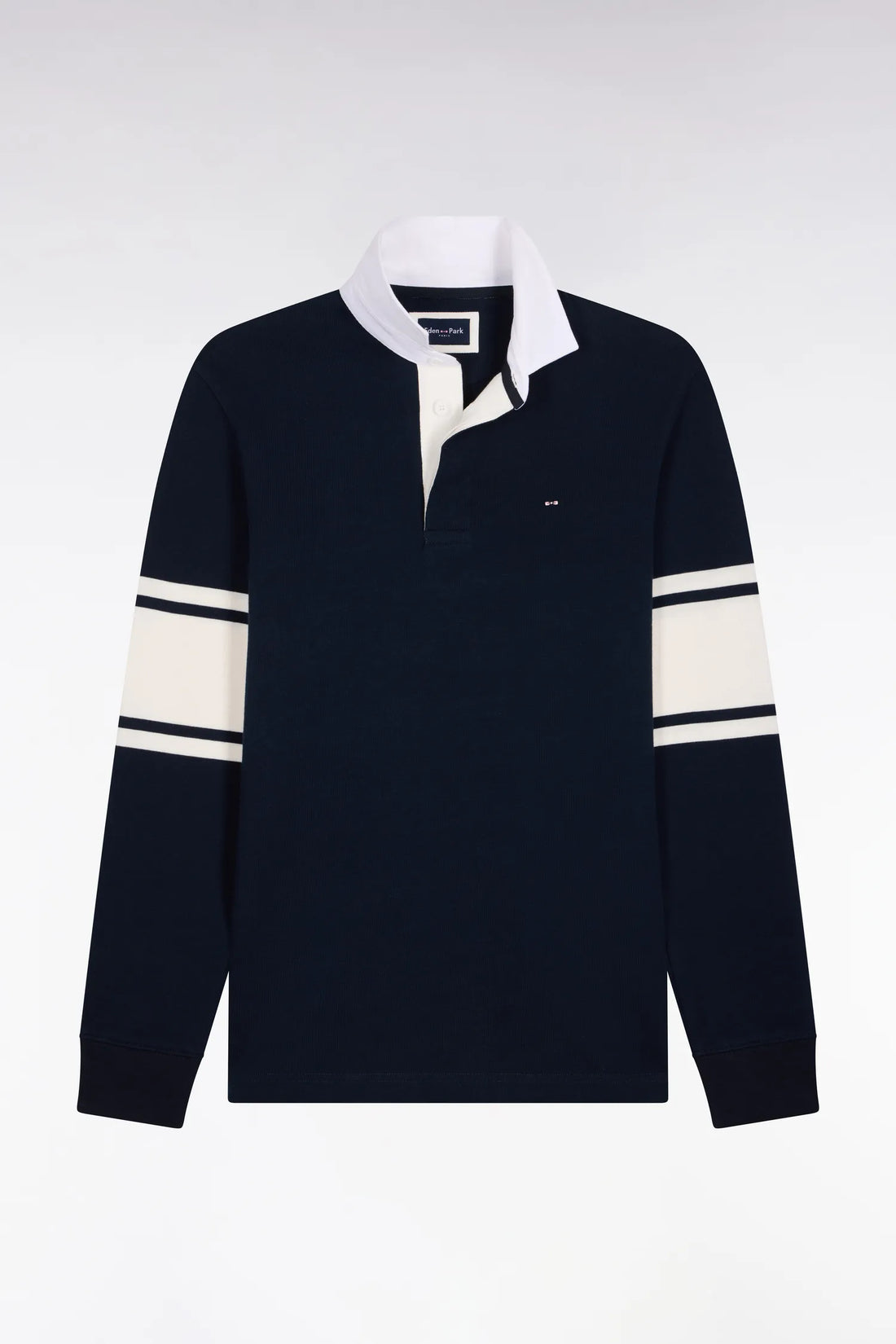 Eden Park  Men Navy Long-Sleeved Jersey with Contrasting White Details SKU: H26MAIML0020_BLF Image 02