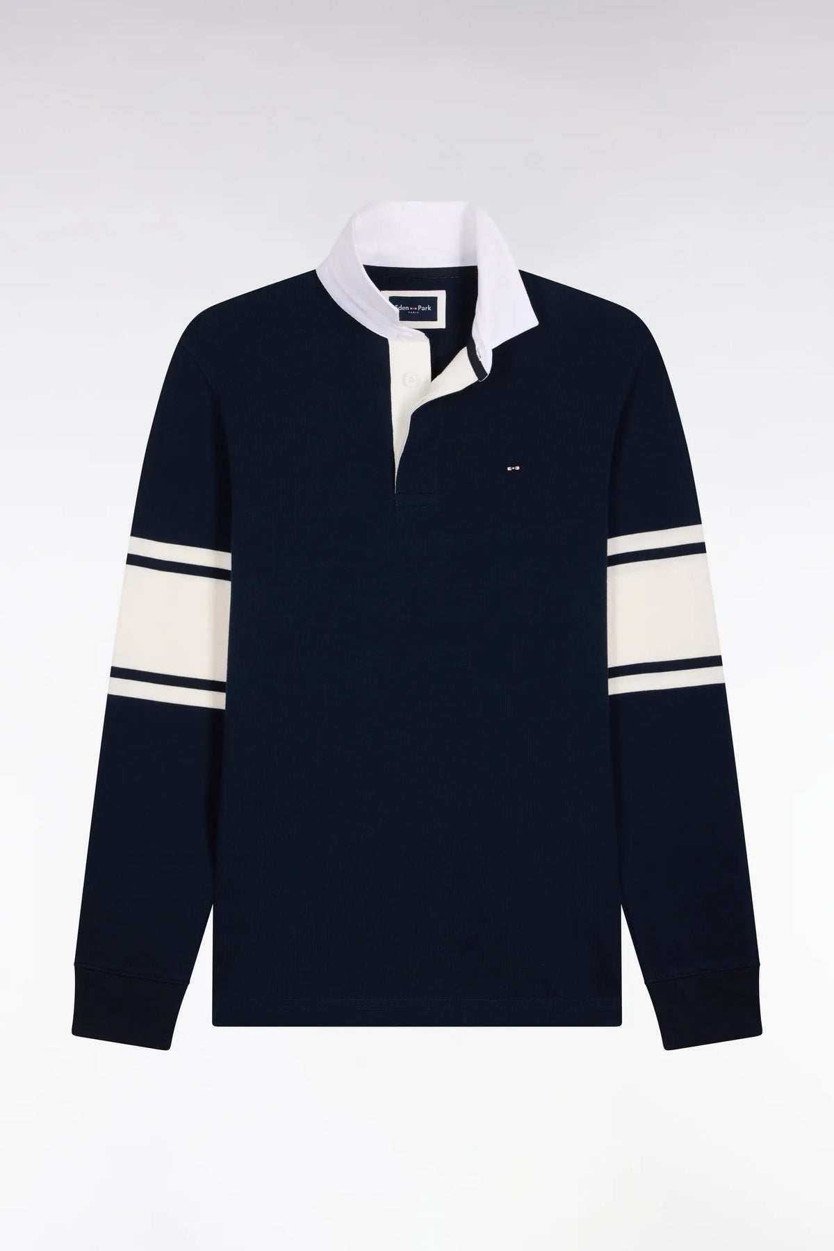 Eden Park  Men Navy Long-Sleeved Jersey with Contrasting White Details SKU: H26MAIML0020_BLF Image 02