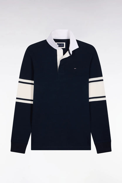 Eden Park  Men Navy Long-Sleeved Jersey with Contrasting White Details SKU: H26MAIML0020_BLF Image 02