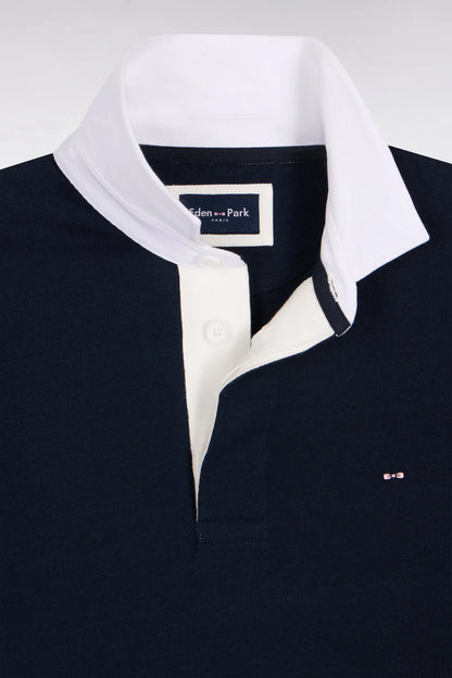 Eden Park  Men Navy Long-Sleeved Jersey with Contrasting White Details SKU: H26MAIML0020_BLF Image 05