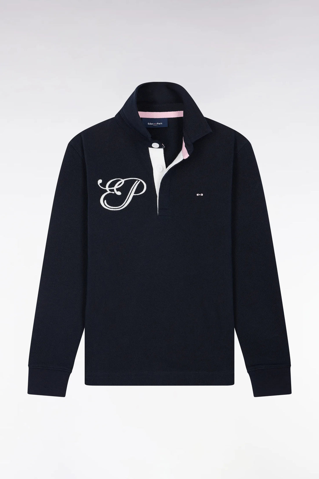 Eden Park 0 Boys Straight-Cut Embroidered Navy Cotton Long-Sleeved Jersey SKU: H26MAIML0028_BLF Image 01