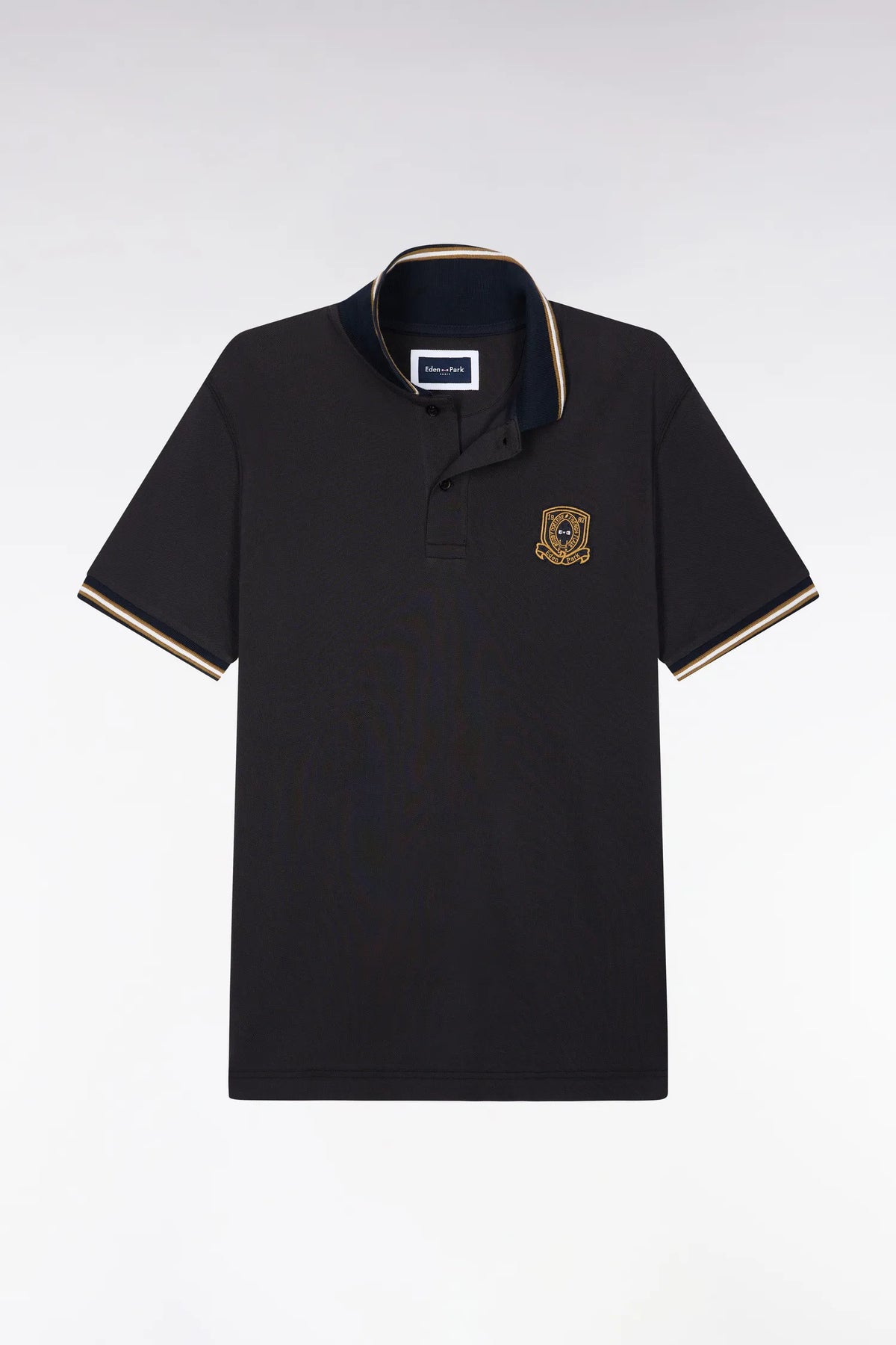 Eden Park  Men Short-Sleeved Polo Shirt in Brown Combed Cotton PiquŽ with Straight-Cut Patch SKU: H26MAIPC0035_MAF1 Image 02