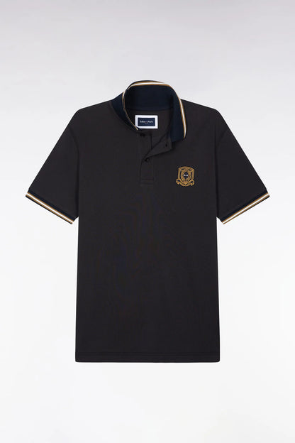 Eden Park  Men Short-Sleeved Polo Shirt in Brown Combed Cotton PiquŽ with Straight-Cut Patch SKU: H26MAIPC0035_MAF1 Image 02
