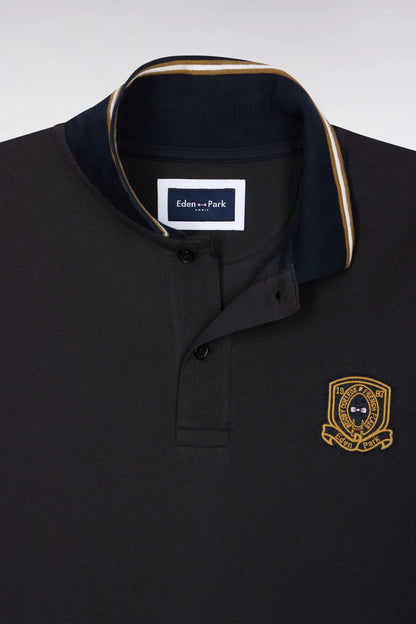 Eden Park  Men Short-Sleeved Polo Shirt in Brown Combed Cotton PiquŽ with Straight-Cut Patch SKU: H26MAIPC0035_MAF1 Image 05