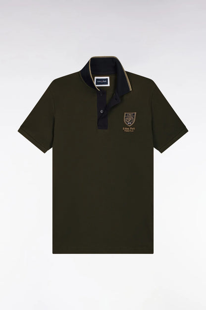 Eden Park  Men Short-Sleeved Polo Shirt in Green Cotton with Straight-Cut Patch SKU: H26MAIPC0037_KAF9 Image 02