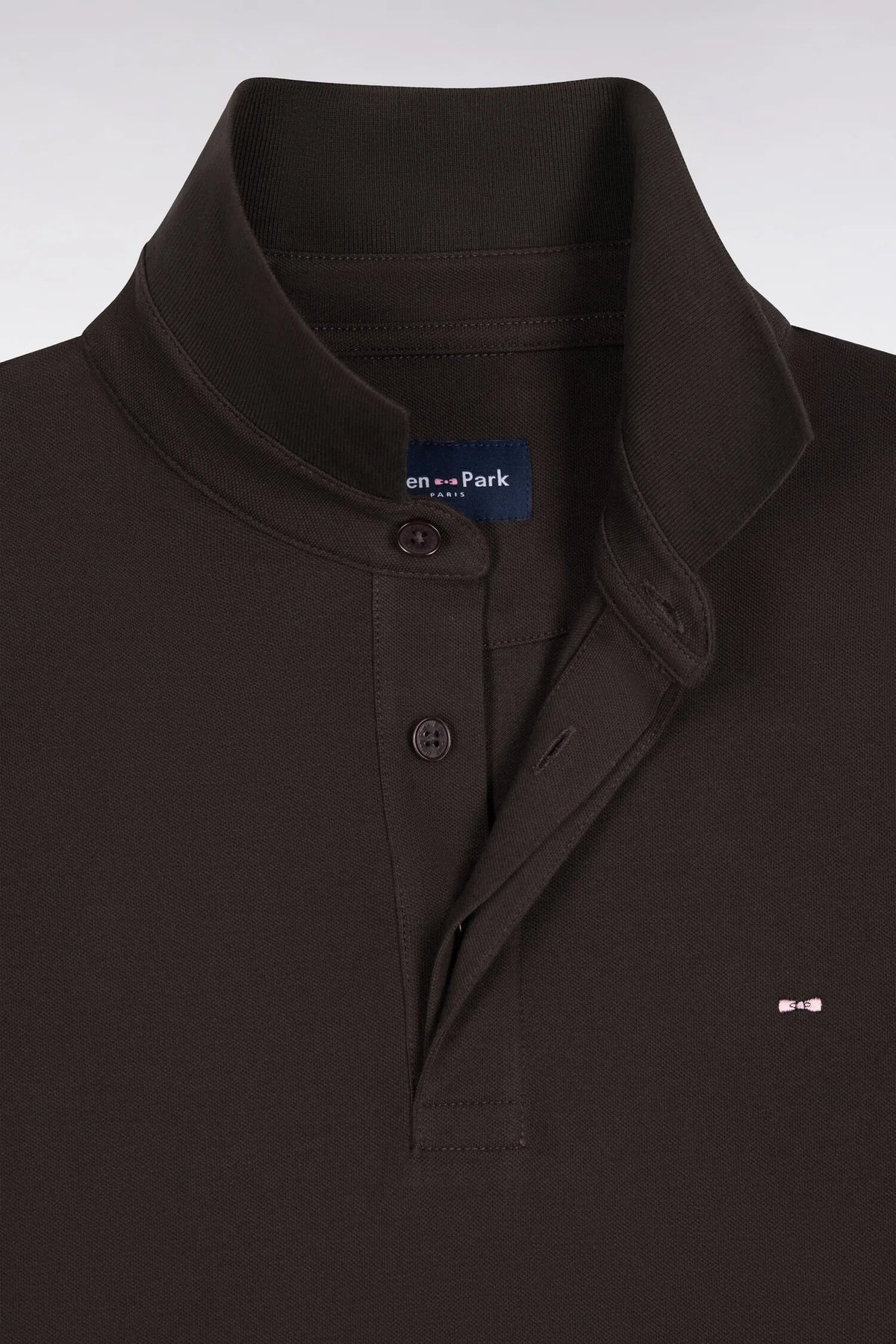 Eden Park  Men Slim-Fit Brown Stretch Cotton Long-Sleeved Polo Shirt SKU: H26MAIPL0005_MAF1 Image 05