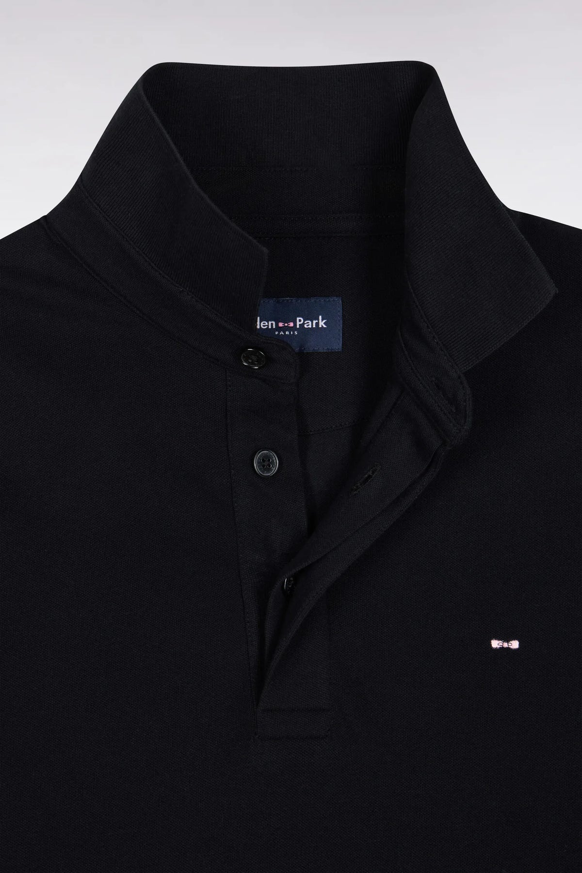Eden Park  Men Long-Sleeved Polo Shirt in Black Stretch Cotton with Slim Fit SKU: H26MAIPL0005_NO Image 05