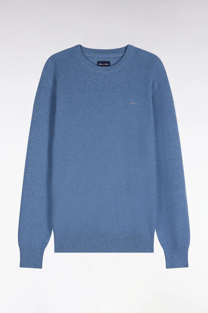 Eden Park 0 Men Grey Blue Cotton Round-Neck Sweater with a Straight Cut SKU: H26MAIPU0005_BLC8 Image 02