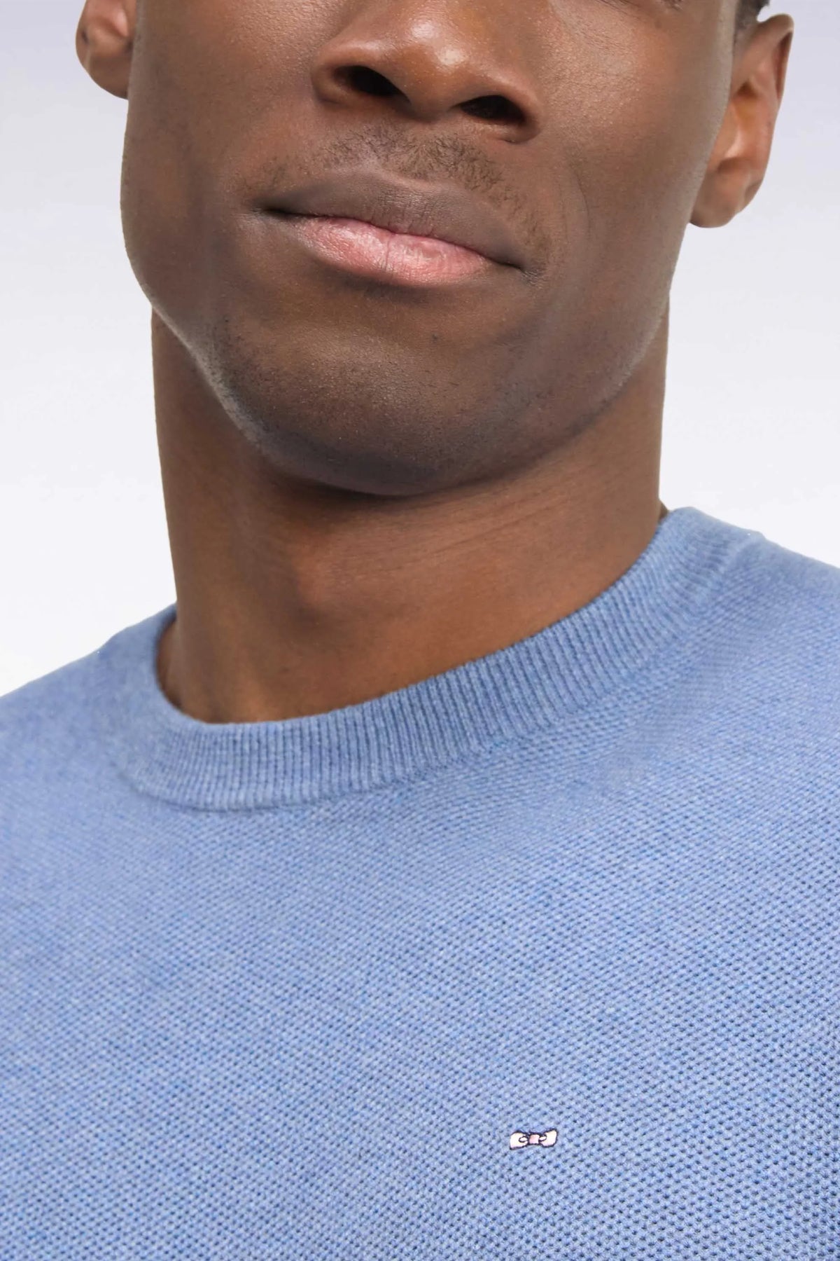 Eden Park 0 Men Grey Blue Cotton Round-Neck Sweater with a Straight Cut SKU: H26MAIPU0005_BLC8 Image 06